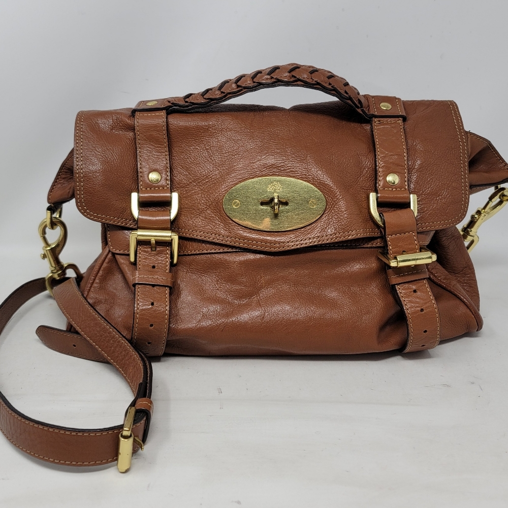 Mulberry Alexa Oak Soft Buffalo Leather Medium Satchel Shoulder Hand Bag - Picture 2 of 12